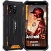 OUKITEL WP32 Telefono Indistruttiblie Android 15, 16(4+12) GB RAM + 128GB ROM/TF 1TB, Display 6.0 HD+ Gorilla Glass 5, Batteria 6300mAh, 20MP+5MP, NFC/Dual SIM/Face ID/OTG, Arancio