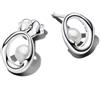 PANDORA Sterling silver stud earrings with white treated freshwater cultured pearl