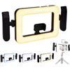 Camnoon Impianto Video per Smartphone con Luce LED 2900K-7000K (Negro) | Stabilizzatore per Telefono Cellulare con 2 Supporti per Scarpe Fredde, Fori per Viti, Telecomando per Vlogging