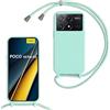 FERLAN Custodia per Xiaomi Redmi K70E/Poco X6 Pro Cover con Cordino,Menta verde | Custodia con Laccio Collana Tracolla Regolabile Sottile Silicone Morbido TPU Bumper Antiurto AntiGraffio Protettiva Case