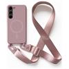 JIYUDZ JIYU Cover Magnetica per Samsung Galaxy S22 con Cordino,Custodia Silicone Compatibile con MagSafe,Cover Silicone Antiurto con Corda Collana Tracolla Laccio Protettiva Case,RoseOro