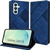 Bemoloon RFID Custodia per Samsung Galaxy S26 FE Blu | Geometria S26 FE/SM-S741B/DS 2026 Cover, Chiusura Magnetica con Tasche per Carte