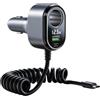 Wixzor 4-IN-1 Caricatore Auto USB C, 148W Caricatore Accendisigari Carica Rapida | Caricatore Accendisigari 12V/24V, con 65W 1.5m Cavo a Spirale di Tipo C Super Veloce, per iPhone/Samsung/Android