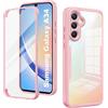 XCYYOO Cover Compatibile con Samsung Galaxy A34 5G Antiurto Transparent Custodia TPU Anteriore e PC Indietro Protezione Schermo Integrata Doppia Faccia Cover Rugged 360° Protettiva Silicone Case, Rosa
