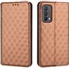 Generico DayQiQiPu Cover per Realme GT Master Edition RMX3363 (6,43 Pollici) Custodia in pelle PU con Motivo a cubi 3D Chiusura Magnetica Caso portafoglio a conchiglia con supporto, Marrone