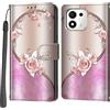 PHINIENLAND Cover per Honor 600 Smart custodia portafoglio Rosa | 3 scomparti carte, 1 tasca banconote, Chiusura magnetica, Supporto, Pelle PU flip cover per Honor 600 Smart