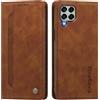 rongki Custodia per Samsung Galaxy M33, Cover in Pelle Sintetica Portafoglio con Slot per Carte, Supporto, Chiusura Magnetica, Antiurto Case per Samsung Galaxy M33, Marrone