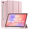 Palkitsee Custodia per Samsung Galaxy Tab S10 Lite/Tab S10 FE / S9 FE 10,9 / S9 11 con Portapenna S Pen, Cover Smart con Supporto Tri-Fold e Retro in TPU Morbido, Auto Svegliati/Sonno, Rosa