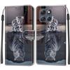 KENHONER Custodia per Motorola Moto G86 5G, gatto e tigre | Portafoglio Pelle PU, Magnetica, Resistente Agli Urti, Scomparto Carte Credito, Pieghevole, Flip Libro, Motivo