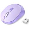TECKNET Mouse Bluetooth, Mouse Wireless con 3 Modalità (BT5.2/3.0 e 2.4G), 1600 DPI Ottico Silenzioso Mouse Senza Fili Compatibile con PC, Mac, laptop, iPad,Portatile, Viola