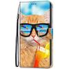 Didan Nadoli Colorato Portafoglio Cover per Samsung Galaxy M33 5G,Freddo Divertente Animale Fiore Farfalla Serie Creativo Design Pelle Magnetico Flip Custodia con Slot per Schede