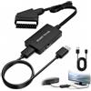 Vyksten Adattatore da SCART a HDMI per TV, convertitore AV 1080P con cavo | Converte i segnali analogici CVBS in uscita audio e immagini digitali, supporta 720P o 1080P a 60Hz, con alimentazione USB