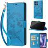 SIENIANLINE Cover per Motorola Moto G67 / G57 custodia portafoglio Farfalla - Blu | 3 scomparti carte, 1 tasca banconote, Chiusura magnetica, Supporto, Pelle PU flip cover per Moto G57 / G67