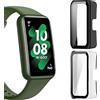 KUSINHOKA Cover per Huawei Band 7/Band 6, [2 Pezzi] Custodia Protezione in Vetro Temperato Integrata, Schermo Protettiva Ultra Sottile HD Clear PC Rigida Cover, Nero + Trasparente