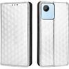 Generico DayQiQiPu Cover per Realme C30/Realme C30s (6,5 Pollici) Custodia in pelle PU con Motivo a cubi 3D Chiusura Magnetica Caso portafoglio a conchiglia con supporto, Argento