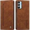 rongki Custodia per Samsung Galaxy M52, Cover in Pelle Sintetica Portafoglio con Slot per Carte, Supporto, Chiusura Magnetica, Antiurto Case per Samsung Galaxy M52, Marrone