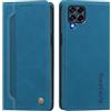 rongki Custodia per Samsung Galaxy M53, Cover in Pelle Sintetica Portafoglio con Slot per Carte, Supporto, Chiusura Magnetica, Antiurto Case per Samsung M53, Azzurro