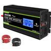 NOVOPAL 3000W Onda Sinusoidale Pura Power Inverter DC 12V AC 220V | 5m di Telecomando,Display LCD Intelligente,2 EU Presa,1Uscita USB,Adatto per sistemi solari,campeggio,viaggi