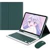 ZKAIAI Cover con Tastiera Bluetooth Retroilluminata per iPad Pro 10.5 2017, iPad Air 3 2019, Magnetica Custodia con Tastiera QWERTY Rimovibile Wireless e Mouse Ricaricabile, Supporto Regolabile, Verde Scuro