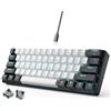 abucow Tastiera meccanica da gioco 60% con interruttore nero, tastiera compatta con cavo, anti-ghosting, senza conflitti, 61 tasti intercambiabili, design ergonomico per Windows/Mac (nero-bianco)
