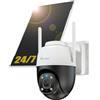 Ctronics AOV 24/7 4G Telecamera Esterno Solare, Auto-Tracking,Cloud/128GB | Batteria 14400 mAh, Pannello Solare 8W, Rilevamento PIR 30 m, PC & App, Metallo, 30m Visione Notturna a Colori,