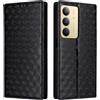 Generico DayQiQiPu Cover per Realme C75 4G RMX3941 (6,72 Pollici) Custodia in pelle PU con Motivo a cubi 3D Chiusura Magnetica Caso portafoglio a conchiglia con supporto, Nero