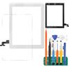 SRJTEK Sostituzione dello Schermo per iPad 2 A1395 A1396 A1397 Kit di Assemblaggio Vetro Digitalizzatore Touch Screen Tasto Home+Supporto per Camerale+Adesivo Preinstallato+Cornice Centrale (Bianco)