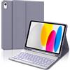 IVEOPPE Tastiera per iPad A16 11 Generazione 11 2025/10 Generazione 2022 10.9 | Cover Keyboard Bluetooth Staccabile con 7 Colori Illuminato, Italiano QWERTY, Custodia Tastiera con Portapenna, Viola grigio