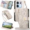 FANFO Portafoglio Custodia per Xiaomi Redmi Note 13 Pro 5G / Poco X6 5G, Scomparto con cerniera Pelle Flip Cover per Telefono, Borse a tracolla Multifunzione Porta Custodia. Off white