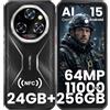 OUKITEL WP55S Smartphone Rugged 2026-11000mAh Telefono Indistruttibile | 24GB+256GB/1TB Display FHD+ 6,6 120Hz Rugged Phone, 64MP+32MP Cellulare Impermeabile, Android 15, NFC Dual SIM/Face ID
