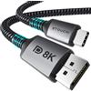 Stouchi Cavo USB C DisplayPort 1.4 8K a 60Hz 4K a 144Hz/120Hz 5K@60Hz 2K a 240Hz Thunderbolt 3/4 a DisplayPort HBR3 32,4Gbps Tipo C DP 1.4 per M1 MacBook Pro 2021 Mac Mini Dell XPS-1M