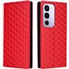Generico DayQiQiPu Cover per Realme C100x 4G RMX5366 (6,8 Pollici) Custodia in pelle PU con Motivo a cubi 3D Chiusura Magnetica Caso portafoglio a conchiglia con supporto, Rosso