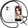 ISOI Cover con Cordino per Honor 600 Smart, Custodia Trasparente con Collana Tracolla Laccio Collo Ultra Sottile Morbido TPU Silicone Antiurto AntiGraffio Case， Nero