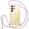 Vauki Cover con Cordino per Samsung Galaxy S24 Ultra, Trasparente Silicone Custodia con Laccio Collana Tracolla, TPU+PC Bumper Antigraffio Proteggere Case Corda per Samsung S24 Ultra, Rose 01