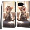 PHINIENLAND Cover per Google Pixel 10A custodia portafoglio Gatto | 3 scomparti carte, 1 tasca banconote, Chiusura magnetica, Supporto, Pelle PU flip cover per Pixel 10A