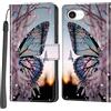 PHINIENLAND Cover per iPhone 16e / iPhone 17e custodia portafoglio Farfalla | 3 scomparti carte, 1 tasca banconote, Chiusura magnetica, Supporto, Pelle PU flip cover per iPhone 16e / 17e