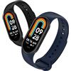 LanQii 2 Pezzi Silicone Cinturino Compatibile con Xiaomi Smart Band 10 / Xiaomi Smart Band 9 / Mi 8, Morbido Sportivo Cinturini di Ricambio Donna Uomo (Nero+Blu)