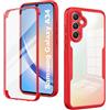 XCYYOO Cover Compatibile con Samsung Galaxy A34 5G Antiurto Transparent Custodia TPU Anteriore e PC Indietro Protezione Schermo Integrata Doppia Faccia Cover Rugged 360° Protettiva Silicone Case, Rosso