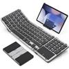 OMOTON Tastiera Bluetooth pieghevole AZERTY Touchpad & digitale portatile | Pieno Dimensioni, Ricaricabile, 3 Dispositivi Bluetooth, Supporto integrato, Compatibile con PC Tablet iPad Windows Mac