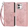 KENHONER Custodia per Honor 600 Smart 5G Cover, Oro rosa Farfalla | Portafoglio in Pelle PU Retro, Antiurto Flip, Slot per Schede, Funzione Stand, Chiusura Magnetica