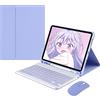 ZKAIAI Cover con Tastiera Bluetooth Retroilluminata per iPad Pro 10.5 2017, iPad Air 3 2019, Magnetica Custodia con Tastiera QWERTY Rimovibile Wireless e Mouse Ricaricabile, Supporto Regolabile, Viola