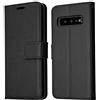 TECHGEAR Custodia Compatibile con Samsung Galaxy S10 Plus, Cover Protettiva in Pelle con Slot per Schede, Supporto e Cinturino da Polso - Pelle Sintetica per Samsung Galaxy S10 Plus (Nero)