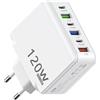 Xingdianfu Caricatore USB C da 120 W, multi 6 porte, caricatore rapido USB-A e USB-C, spina di alimentazione multipla ricarica rapida, alimentatore di rete portatile per Samsung S22, S21, S20, tablet, cellulare