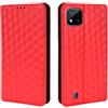 Generico DayQiQiPu Cover per Realme C20/Realme C20A (6,5 Pollici) Custodia in pelle PU con Motivo a cubi 3D Chiusura Magnetica Caso portafoglio a conchiglia con supporto, Rosso