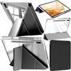 A-BEAUTY Custodia Compatibile con Samsung Galaxy Tab S8 Plus 2022 / S7 FE 2021 / S7 Plus 2020 12.4 Pollici, Cover Trasparente Antiurto, Supporto Trifold 6 in 1 a Forma di Y, Nero