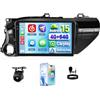 SIXWIN 4+64G Android 15 Autoradio per Toyota Hilux 2016-2018 con Wireless CarPlay/Android Auto, 10.1 HD TouchScreen Schermo Navigatore con WiFi GPS Bluetooth FM RDS Radio+Telecamera
