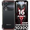 Luzglo Blade 10 Power Rugged Smartphone Android 16, 10300mAh, 24GB+256GB Telefono Indistruttibile, 90Hz 6.6 HD+IPS, 50MP+8MP Smartphone Rugged, Triple Card Slot,Fingerprint ID/Face Unlock/NFC/OTG, Nero