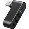 Telaryn Hub USB 3.0 girevole, Hub girevole 90 180 Gradi 4 Porte, Adattatore USB 3.0 ad Alta Velocità 2 Porte USB 2.0 e 1 Porta Tipo C, Estensione Compatta Computer Portatile PC Accessori Computer