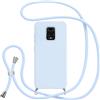 Jrkvniv Cover con Cordino per Xiaomi Redmi Note 9 Pro/Note 9S 4G,Blu | Custodia con Laccio Collana Tracolla Collo Silicone Antiurto TPU Opaca Protettiva Case per Redmi Note 9 Pro/Note 9S（4G） 6.67