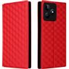 Generico DayQiQiPu Cover per Realme C51 RMX3830 (6,74 Pollici) Custodia in pelle PU con Motivo a cubi 3D Chiusura Magnetica Caso portafoglio a conchiglia con supporto, Rosso